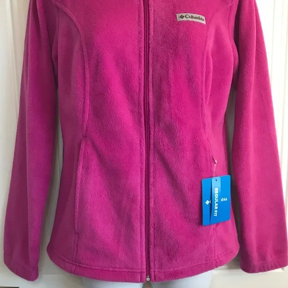 Columbia Women's Fuchsia Pink Fleece Full Zip Jacket with pockets size XS NWT - Picture 7 of 16